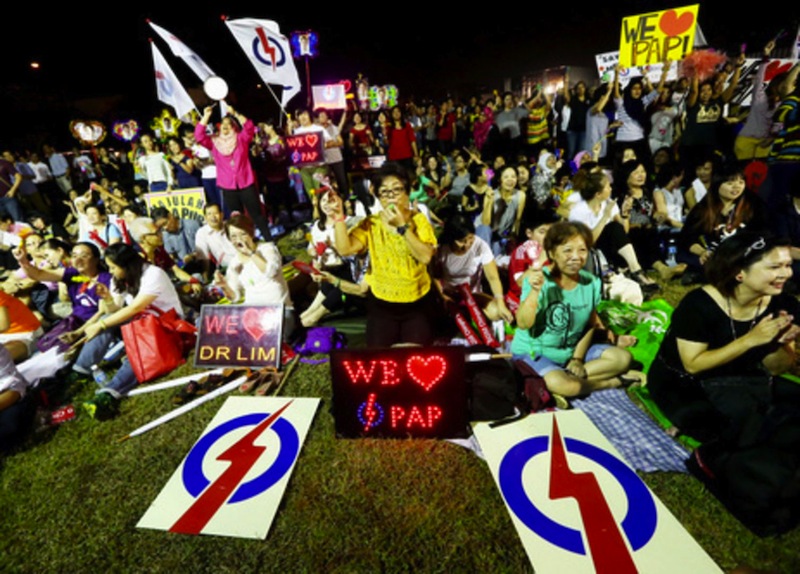 PAP supporters at a rally for Sembawang GRC yesterday. u00e2u20acu201d TODAY pic