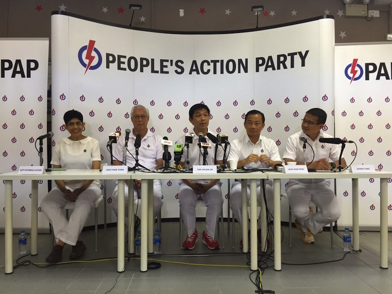 The People's Action Party team contesting Marine Parade GRC during a press conference on Sept 8, 2015. u00e2u20acu201d TODAY pic