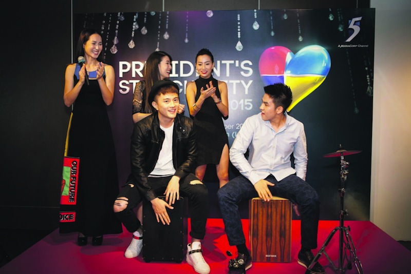 Shane Pow, Aloysius Paige Chua, Kimberly Wang and Sonia Chew and their instructor Arthur Choo (in white shirt) giving a sample of what they'll be doing at the President's Star Charity 2015. u00e2u20acu201du00c2u00a0TODAY pic