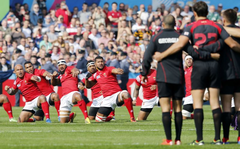 Tonga v Georgia - IRB Rugby World Cup 2015 Pool C - Kingsholm, Gloucester, England - 19/9/15 Tonga players perfrom the Sipi Tau before the match Action Images via Reuters / Paul Childs Livepic