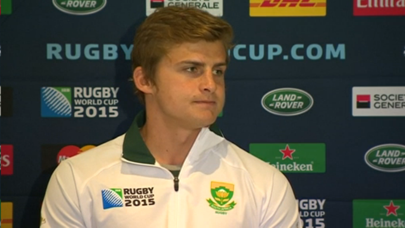 screengrab Reuters video South Africa rugby flyhalf Patrick Lambie: Not surprised by Japan.