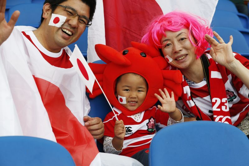 South Africa v Japan - IRB Rugby World Cup 2015 Pool B - Brighton Community Stadium, Brighton, England - 19/9/15 Japan fans in fancy dress before the match Reuters / Eddie Keogh Livepic 
