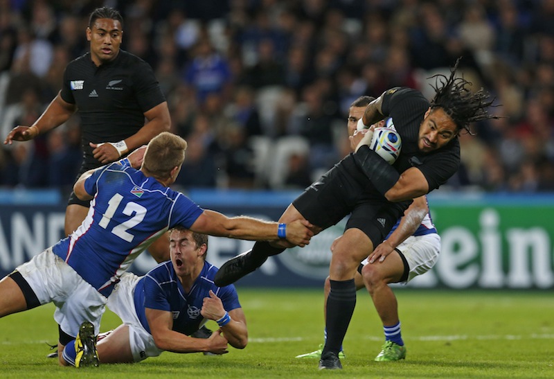 New Zealand's Ma'a Nonu in action with Namibia's Johan Deysel during the New Zealand v Namibia IRB Rugby World Cup 2015 Pool C game at Olympic Stadium, London, England.u00c2u00a0u00e2u20acu201d Reuters pic