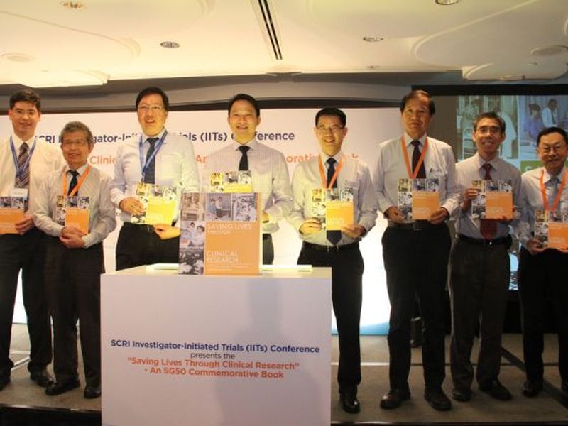 At the launch of the book 'Saving Lives Through Clinical Research' with Guest of Honour Dr Lam Pin Min (4th left). — Picture by Daryl Kang/TODAY