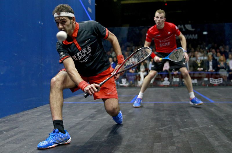 Egyptu00e2u20acu2122s Mohamed Elshorbagy in action against Englandu00e2u20acu2122s Nick Matthew, AJ Bell British Squash Grand Prix final September 14/9/25 Action Images via Reuters / Jason Cairnduff Livepic
