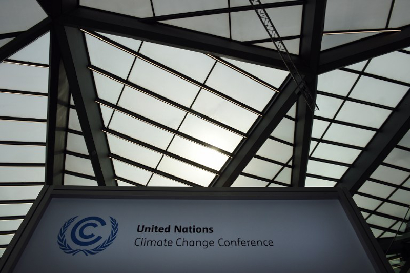 A sign for the United Nations Framework Convention on Climate Change (UNFCCC) is seen during the opening ceremony in Bonn, western Germany on June 1, 2015. u00e2u20acu201d AFP pic