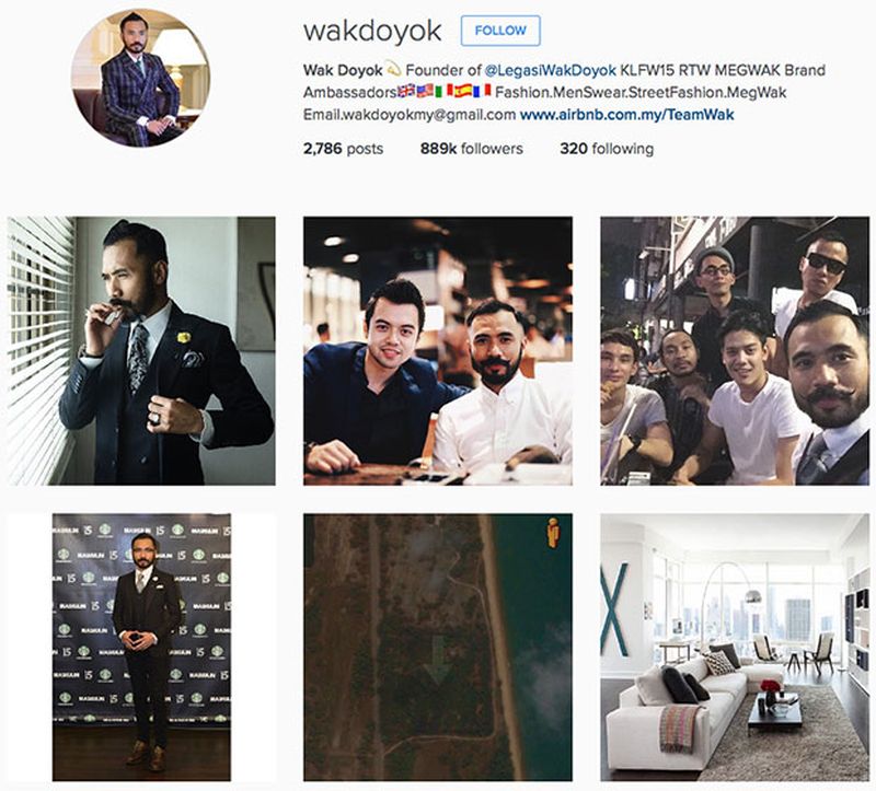 A screen capture of Wak Doyok's Instagram page.