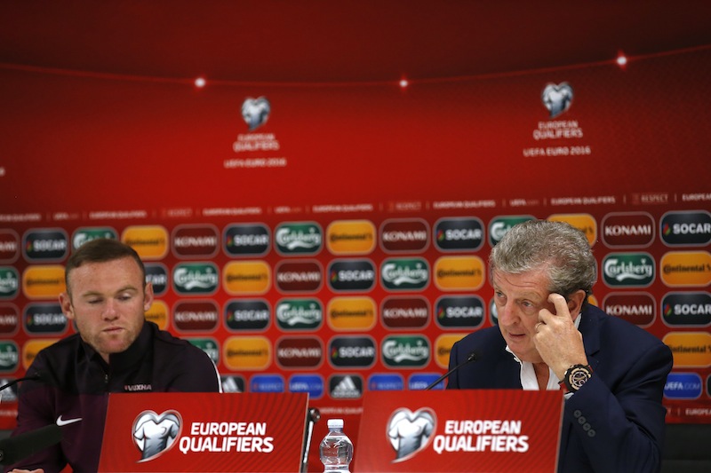  England's Wayne Rooney and manager Roy Hodgson during the press conference at Stadio Olimpico, Serravalle, San Marino.u00c2u00a0u00e2u20acu201d Reuters pic