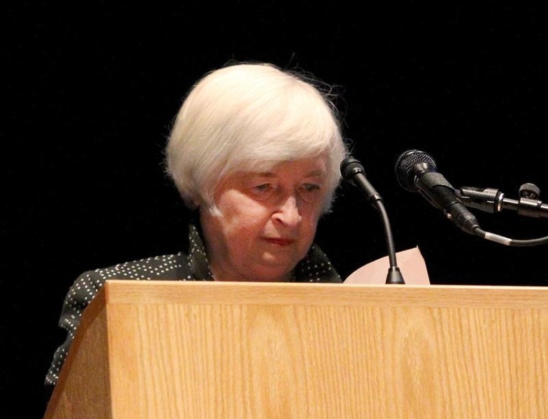 US Federal Reserve Chair Janet Yellen pauses as she looks down at her speech as she struggled to finish at the University of Massachusetts in Amherst, Massachusetts September 24, 2015. u00e2u20acu201d Reuters pic