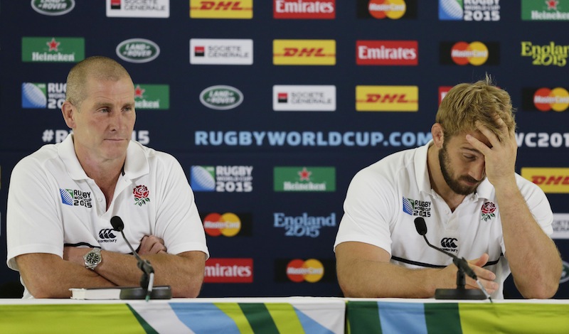 England head coach Stuart Lancaster and Chris Robshaw during a press conference at Pennyhill Park, Bagshot, Surrey.u00c2u00a0u00e2u20acu201d Reuters picn