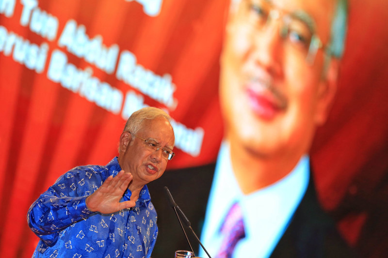 Prime Minister Datuk Seri Najib Razak addressing the MCA annual general assembly on October 11, 2015 at San Choon, Wisma MCA, Kuala Lumpur. u00e2u20acu201d Picture by Saw Siow Feng