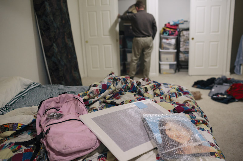 Reminders of Mary Read include the backpack, left, she was wearing the day she died at Virginia Tech, in Annandale, Virginia, October 4, 2015. — Picture by Lexey Swall/The New York Times