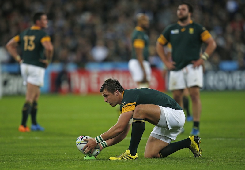South Africa's Handre Pollard prepares to kick a penalty during the South Africa v Argentina IRB Rugby World Cup 2015 Third/Fourth Place Bronze Final Play-Off at the Olympic Stadium, London. u00e2u20acu201d Reuters pic