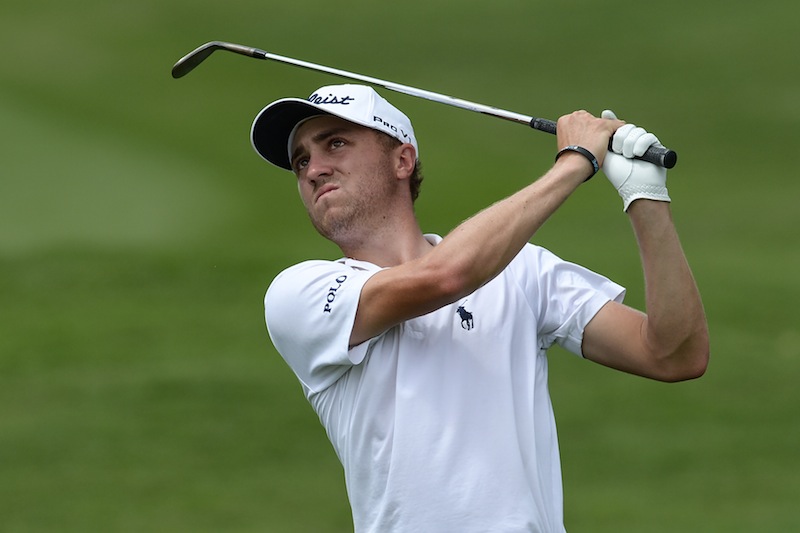 Justin Thomas of the US plays a shot during the second round of the CIMB Classic golf tournament at the Kuala Lumpur Golf and Country Club on October 30, 2015. u00e2u20acu201d AFP