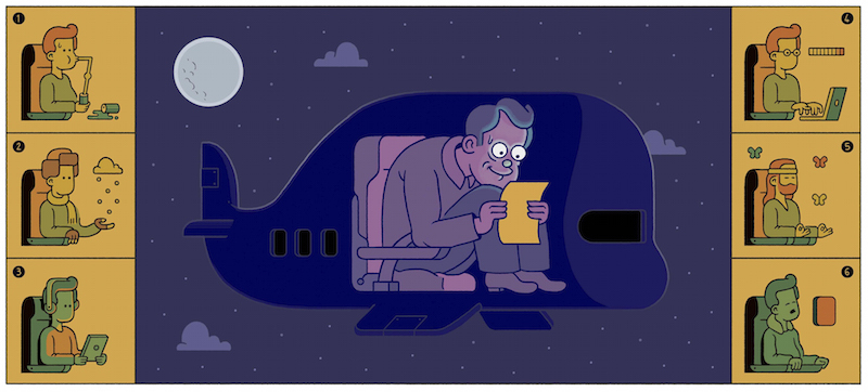 If you cannot afford first class for a long, nonstop flight, there are still steps you can take to stay comfortable. u00e2u20acu201d Illustration by Giacomo Gambineri/The New York Times