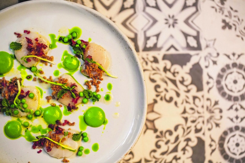 Scallop carpaccio with peas and ham. u00e2u20acu201d TODAY pic