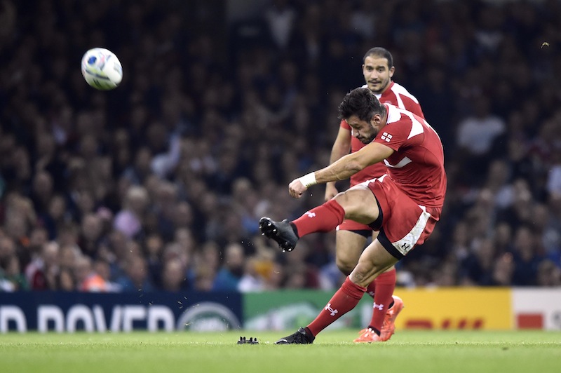 Georgia's Lasha Malaguradze kicks a penalty during the New Zealand v Georgia IRB Rugby World Cup 2015 Pool C game at Millennium Stadium, Cardiff, Wales. u00e2u20acu201d Reuters pic