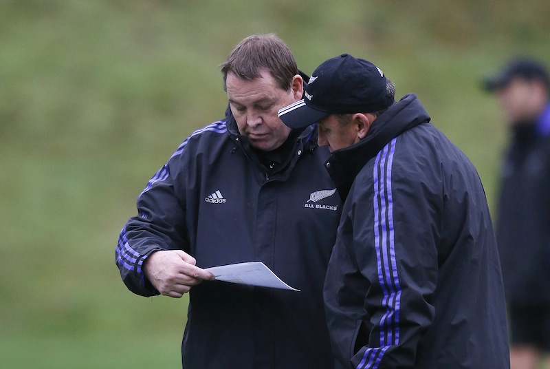 New Zealand's Head Coach Steve Hansen (left) during training at Pennyhill Park, Bagshot, Surrey.u00c2u00a0u00e2u20acu201d Reuters pic