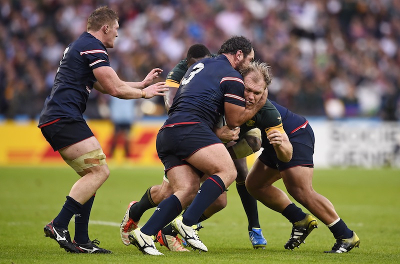 South Africa's Schalk Burger in action with USA's Chris Baumann during the South Africa v United States of America IRB Rugby World Cup 2015 Pool B game at Olympic Stadium, London, England. u00e2u20acu201d Reuters pic