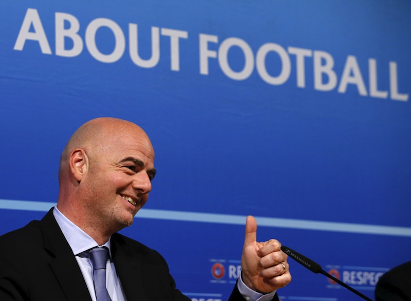 UEFA General Secretary Gianni Infantino gestures after a news conference on behalf of their suspended president Michel Platini, following a meeting of UEFA's executive committee in Nyon, Switzerland, October 15, 2015. u00e2u20acu201d Reuters pic