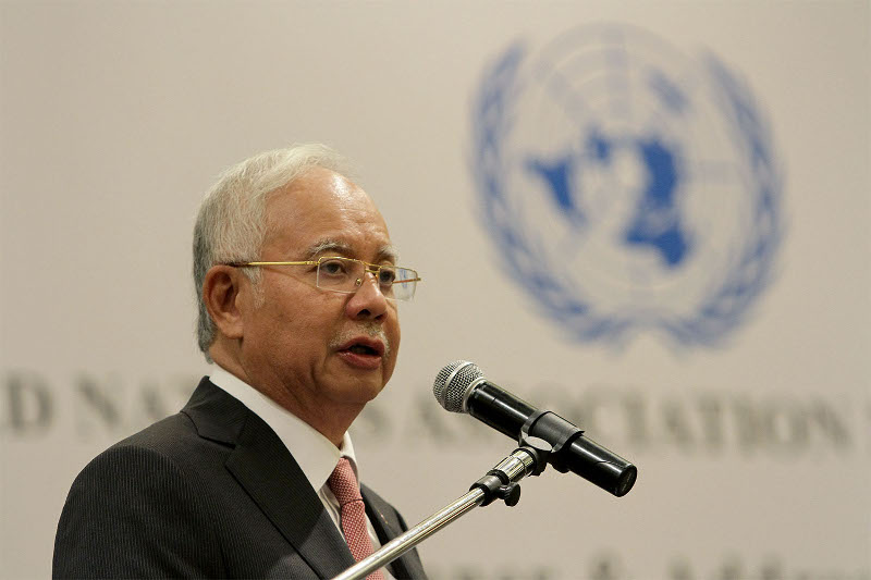Prime Minister Datuk Seri Najib Razak speaking at the United Nations Association of Malaysia (UNAM) dinner in the Mandarin Oriental Hotel, Kuala Lumpur, Oct 27, 2015. u00e2u20acu201d Picture by Yusof Mat Isa