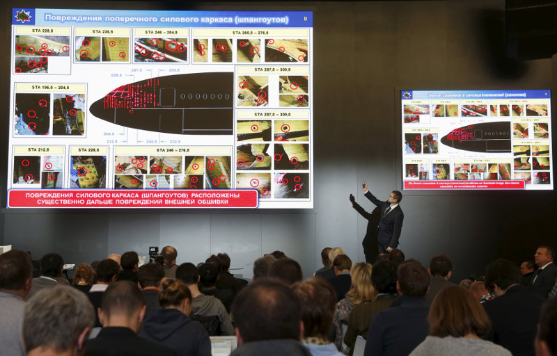 Journalists attend a news conference, organised by Russian missile manufacturer Almaz-Antey and dedicated to the results of its investigation into Malaysia Airlines flight MH17 crash in eastern Ukraine, in Moscow, Russia, October 13, 2015. u00e2u20acu201d Reuters pic