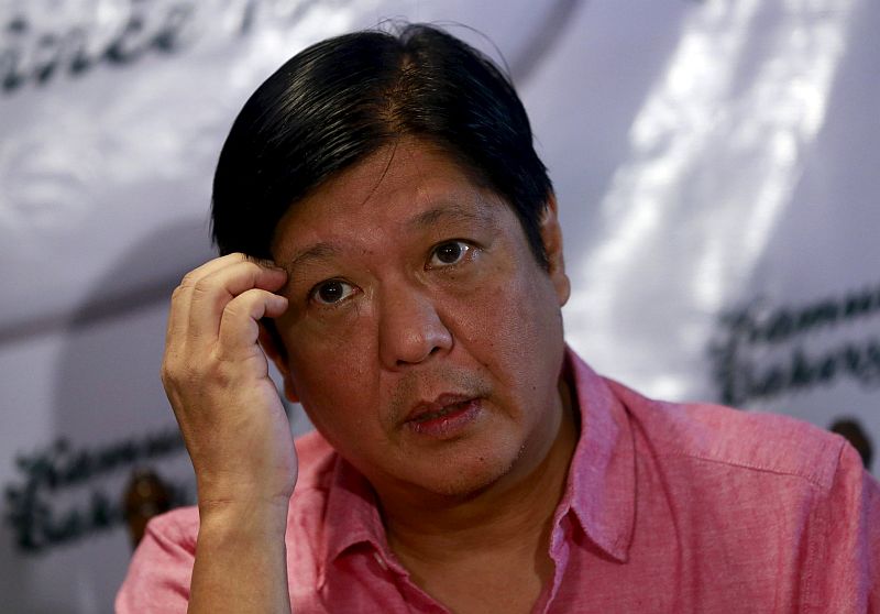Philippine Senator Ferdinand Marcos Jr., son of late dictator Ferdinand Marcos, gestures while listening to a question during a forum at a bakery in Quezon city, metro Manila October 7, 2015. u00e2u20acu201d Reuters pic