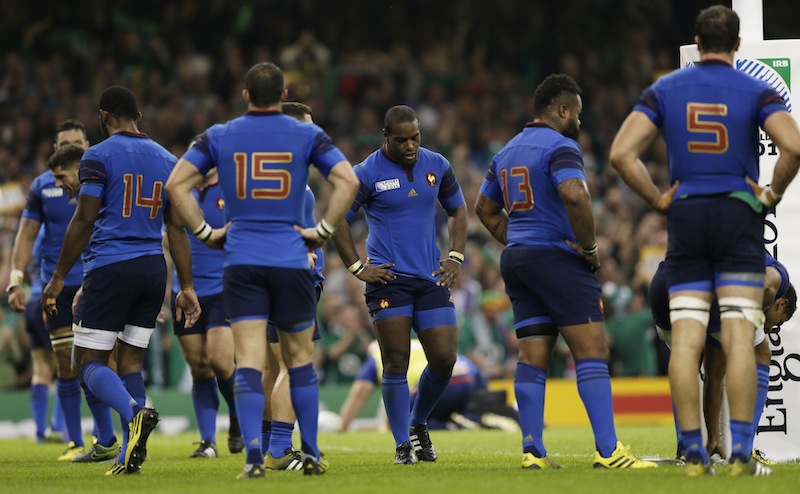 France's Eddy Ben Arous looks dejected after Ireland's first try during the France v Ireland IRB Rugby World Cup 2015 Pool D game at Millennium Stadium, Cardiff, Wales. u00e2u20acu201d Reuters picn