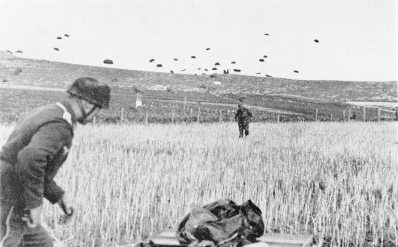 German paratroopers landing on the Greek island of Crete in May 1941. u00e2u20acu201d Bundesarchiv/wiki pic