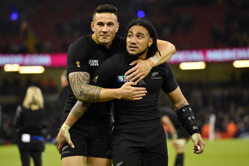 New Zealand's Sonny Bill Williams and Ma'a Nonu celebrate at the end of the Rugby World Cup quarterfinal against France in the Millennium Stadium, Cardiff, October 17, 21015. u00e2u20acu201d Reuters pic 