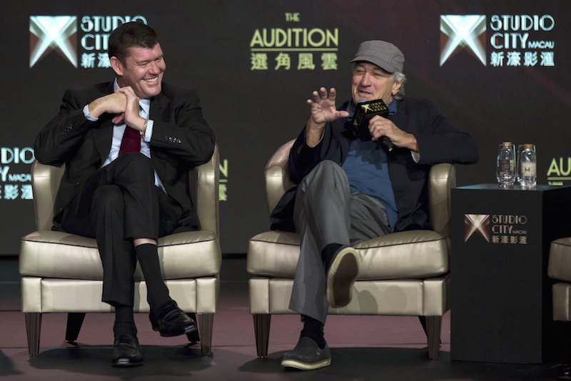 Australian billionaire James Packer and Robert De Niro attend a news conference for short film u00e2u20acu02dcThe Auditionu00e2u20acu2122 at Melco Crown's Studio City in Macau October 27,2015. u00e2u20acu201d Reuters pic