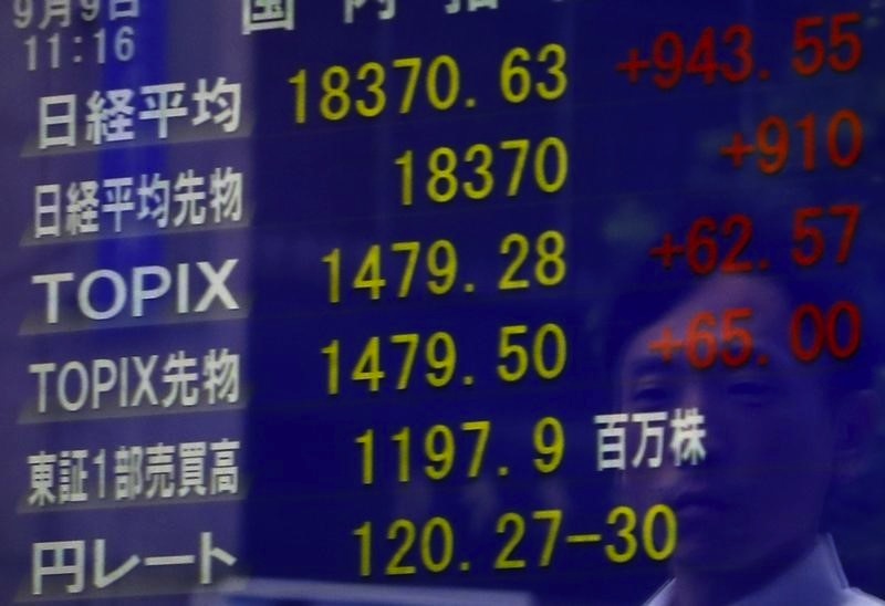 A pedestrian is reflected on a an electronic board showing the Japan's Nikkei average (top) and other market indices including the exchange rate between the Japanese yen against the US dollar in Tokyo, Japan, September 9, 2015.u00c2u00a0u00e2u20acu201d Reuters pic