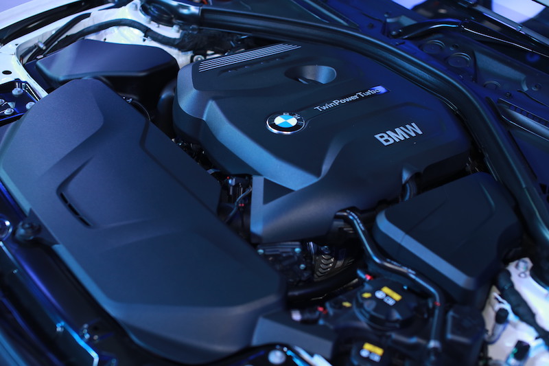A peek under the hood of the 330i M Sport.