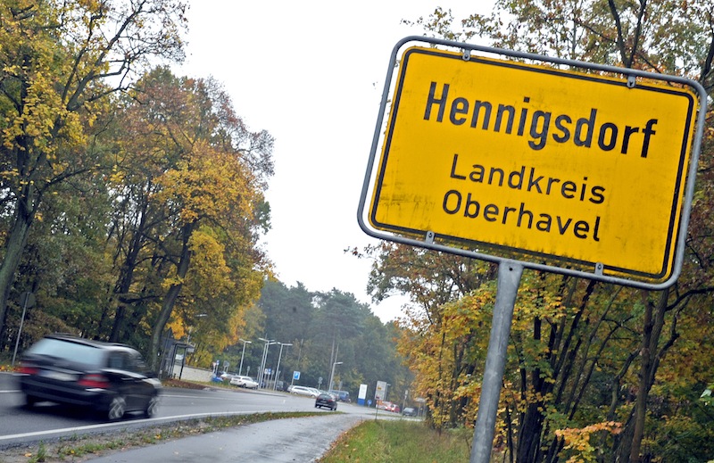 Picture taken on October 17, 2013 shows a town sign of Hennigsdorf near Berlin, where German Nazi war criminal Erich Priebke was born.u00c2u00a0u00e2u20acu201d AFP pic