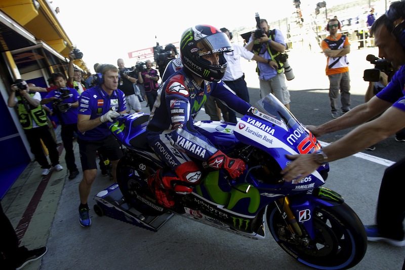 Yamaha MotoGP rider Jorge Lorenzo of Spain leaves the team garage during the second qualifying session ahead of the Valencia Motorcycle Grand Prix at the Ricardo Tormo racetrack in Cheste, near Valencia, Spain, November 6, 2015. u00e2u20acu201d Reuters pic