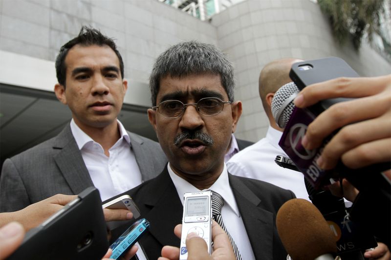 Lawyer, Mohamed Haniff Khatri Abdulla speaks to members of the media outside the Al-Bukhary Foundation building in Kuala Lumpur, November 6, 2015. u00e2u20acu2022 Picture by Yusof Mat Isa