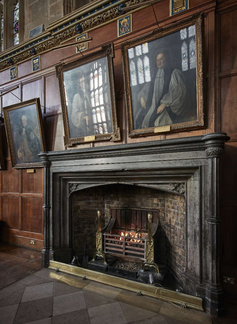 The Great Hall’s grand fireplace at college of Christ Church, with brass andirons in the form of a long-necked woman, the same way that nine-foot-tall Alice was drawn by the original ‘Alice in Wonderland’s’ illustrator John Tenniel.