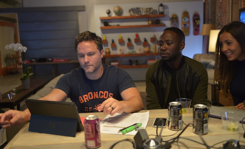 Actors Scott Porter (left) and Lamorne Morris (centre) make their pick during The Microsoft Entertainment Fantasy Football Draft at The Microsoft Lounge on September 2, 2014 in Venice, California. u00e2u20acu201d AFP pic