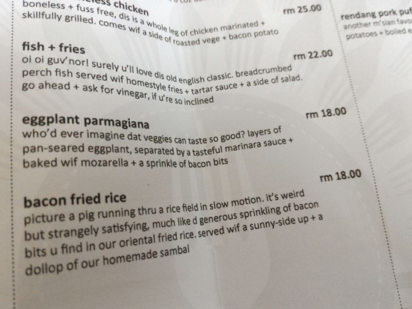 Fork D World's menu features copywriting for the Internet generation — Picture by Alan Wong