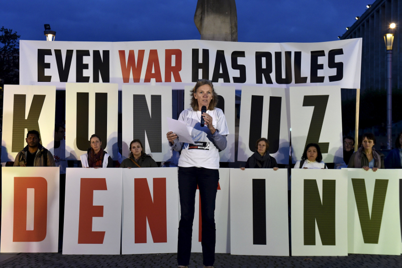 Medecins Sans Frontieres (Doctors Without Borders) President Meinie Nicolai talks during a commemoration event, one month after the attack of MSF's charity-run hospital in Kunduz, in Brussels, Belgium, November 3, 2015. u00e2u20acu201d Reuters pic