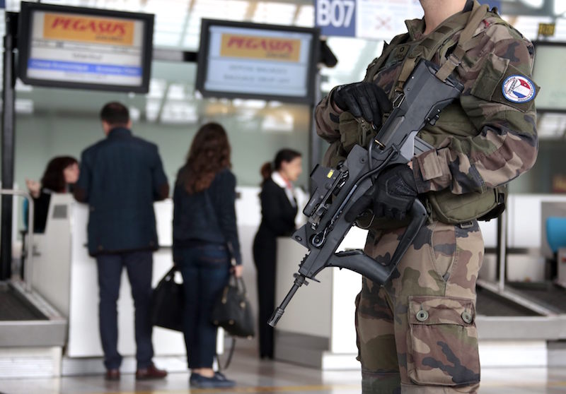An armed French soldier patrols at Nice international airport in Nice November 17, 2015 as security increases after November 13u00e2u20acu2122s series of deadly attacks in Paris. u00e2u20acu201d AFP pic