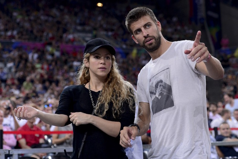 Gerard Pique and Shakira attend the 2014 FIBA World basketball championships quarter-final match Slovenia vs USA in Barcelona September 9, 2014. u00e2u20acu201d AFP pic