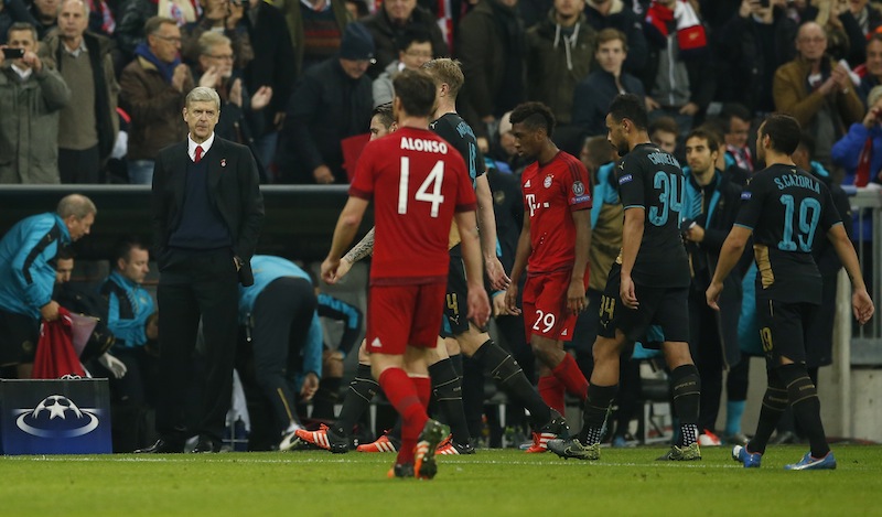 Arsenal manager Arsene Wenger looks dejected during the Bayern Munich v Arsenal UEFA Champions League Group F match at Allianz Arena, Munich, Germany. u00e2u20acu201d Reuters pic