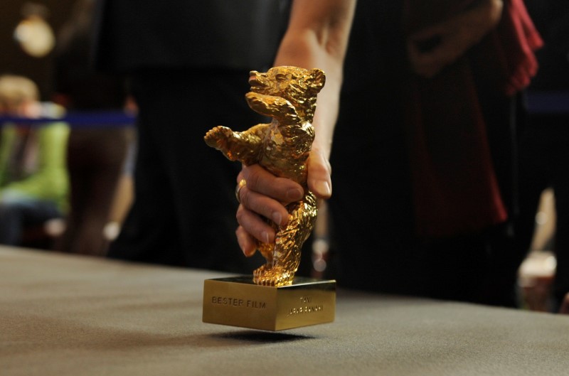 The Golden Bear for Best Film awarded to Iranian film director Jafar Panahi is placed for the media to take pictures during a news conference following the awards ceremony of the 65th Berlinale International Film Festival in Berlin February 14, 2015. u00e2u20acu201d 