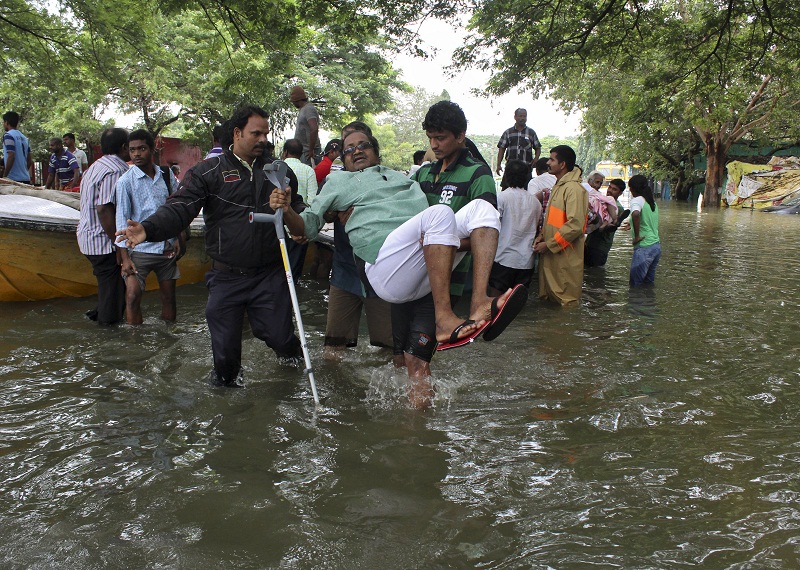 A flood-affected man is evacuated during a rescue operation in a flooded area in Chennai, in the southern state of Tamil Nadu, India, December 3, 2015. u00e2u20acu201d Reuters pic
