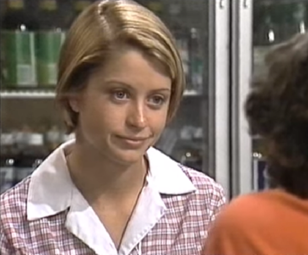 A screen capture of a video showing Australian actress Eliza Szonert in the 1994 drama series u00e2u20acu02dcNeighboursu00e2u20acu2122. 