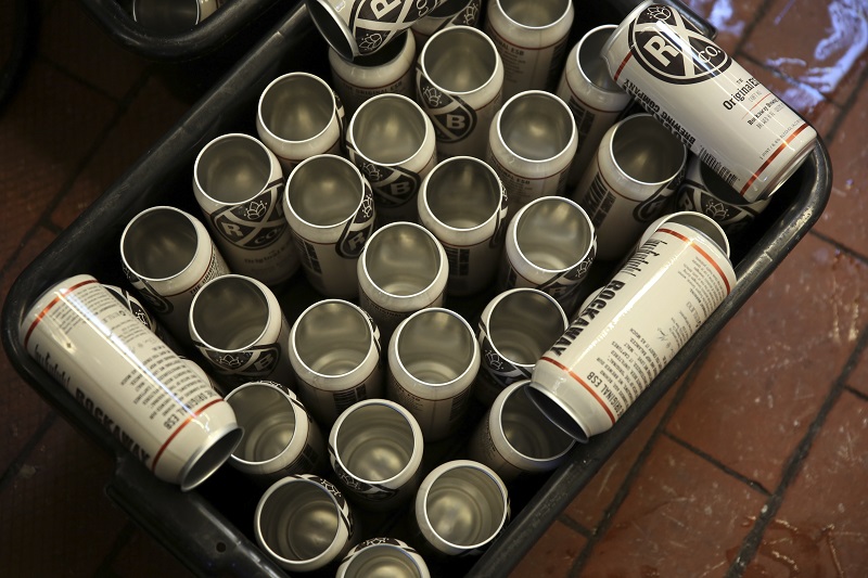 Empty cans for the ESB at Rockaway Brewery in New York, November 23, 2015. — Picture by Richard Perry/The New York Times