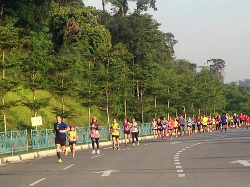 Participants of the running clinic at the 5km time trial. Beatrice Liew, 13, is second from the front.