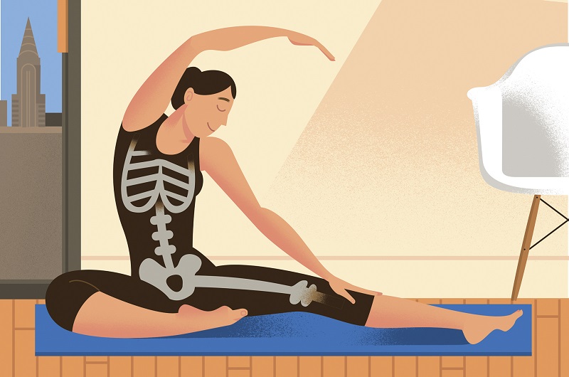A small pilot study reported in 2009 showed an increase in bone density in the spine and hips of yoga enthusiasts, indicating that the practice may help fight osteoporosis. u00e2u20acu201d Picture by Paul Rogers/The New York Times