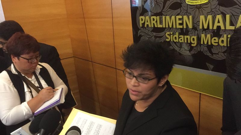 Minister in Prime Minister Department Azalina Othman having a press conference at the Parliament lobby today. u00e2u20acu201d Picture by Kamles Kumar